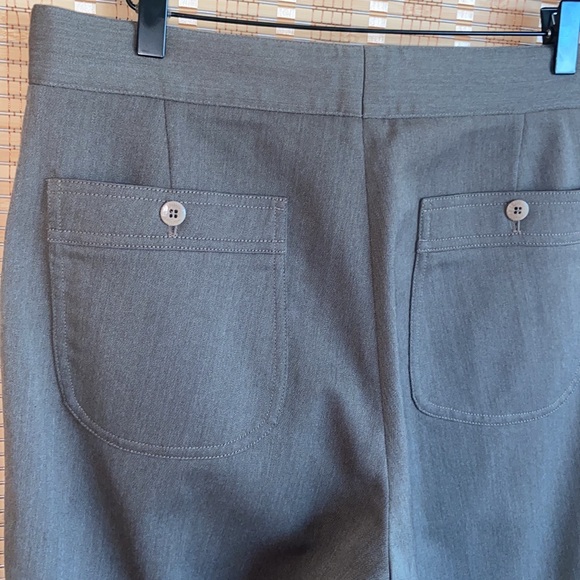 Armani, Collezioni Brown Sand thick cotton fabric trousers buckle front wide leg - Picture 6 of 9